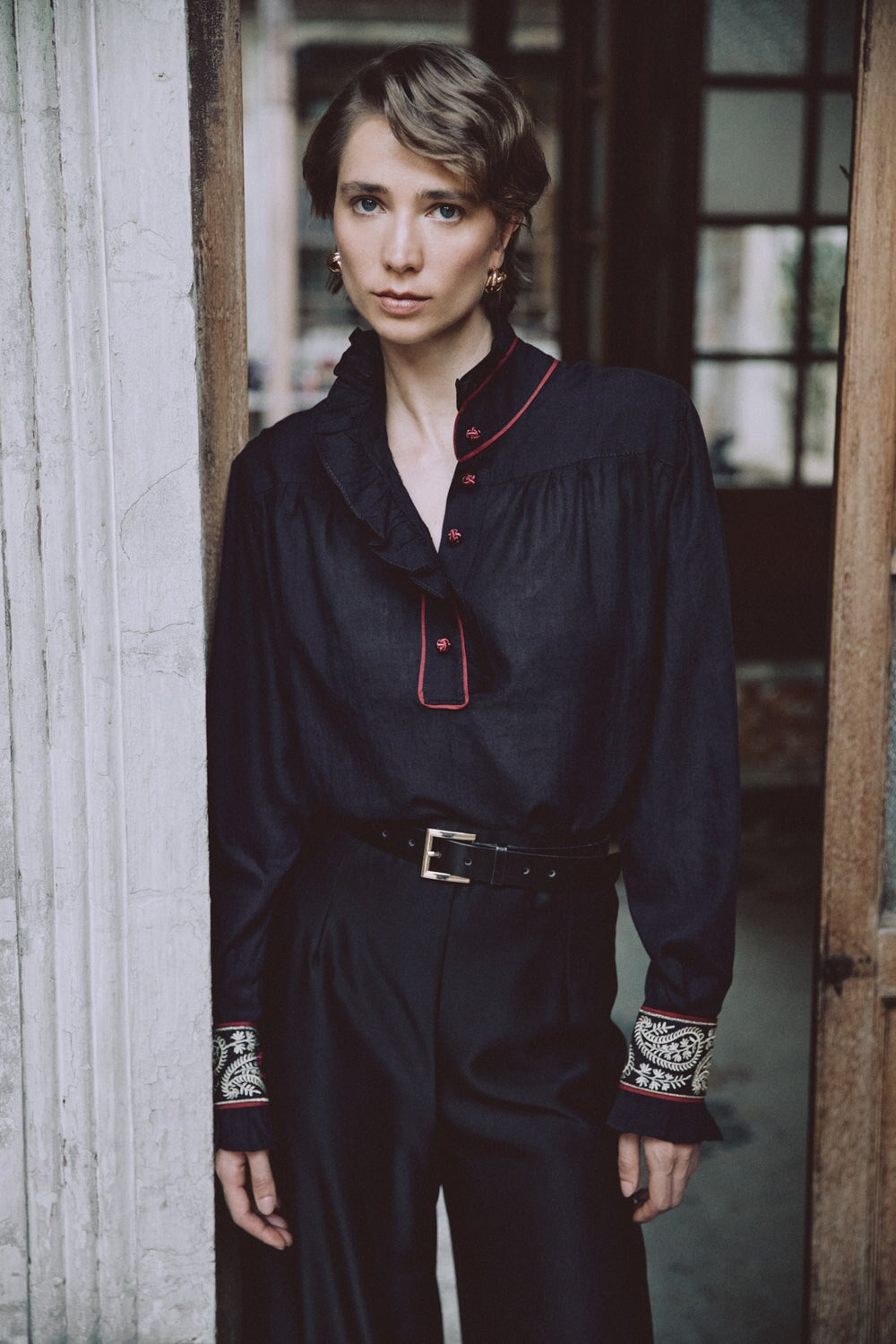 Raha Pants - Solid Silk Black Rosewater House 