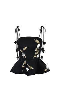 Lily Top - Black & Ivory & Gold Rosewater House 