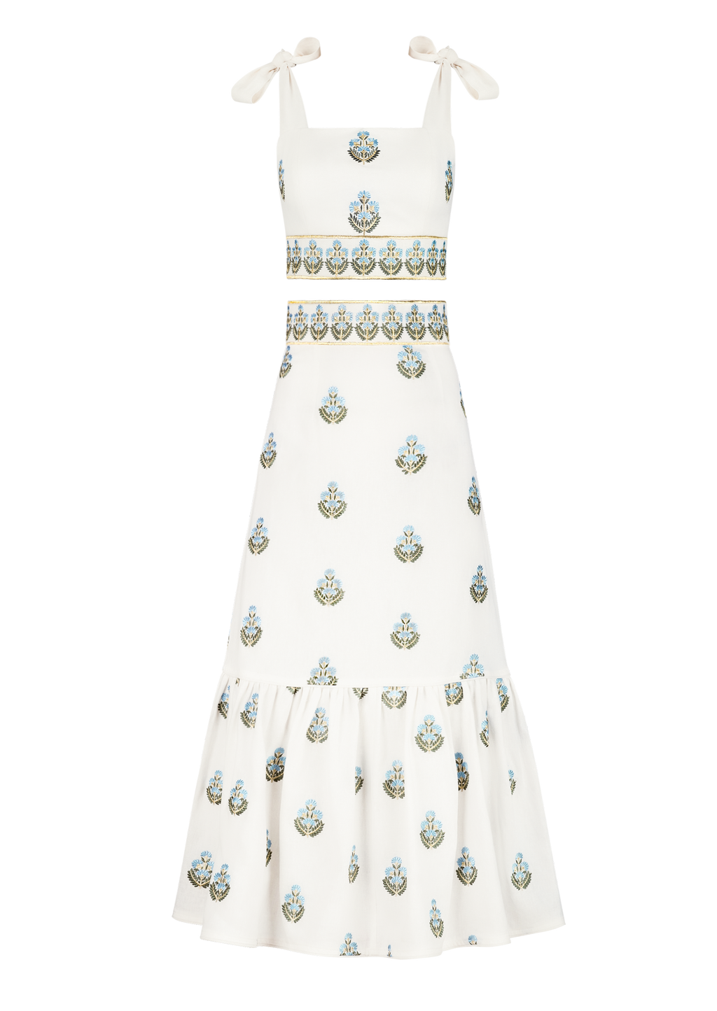 OTM Exclusive: Begum Set in Off-White & Blue