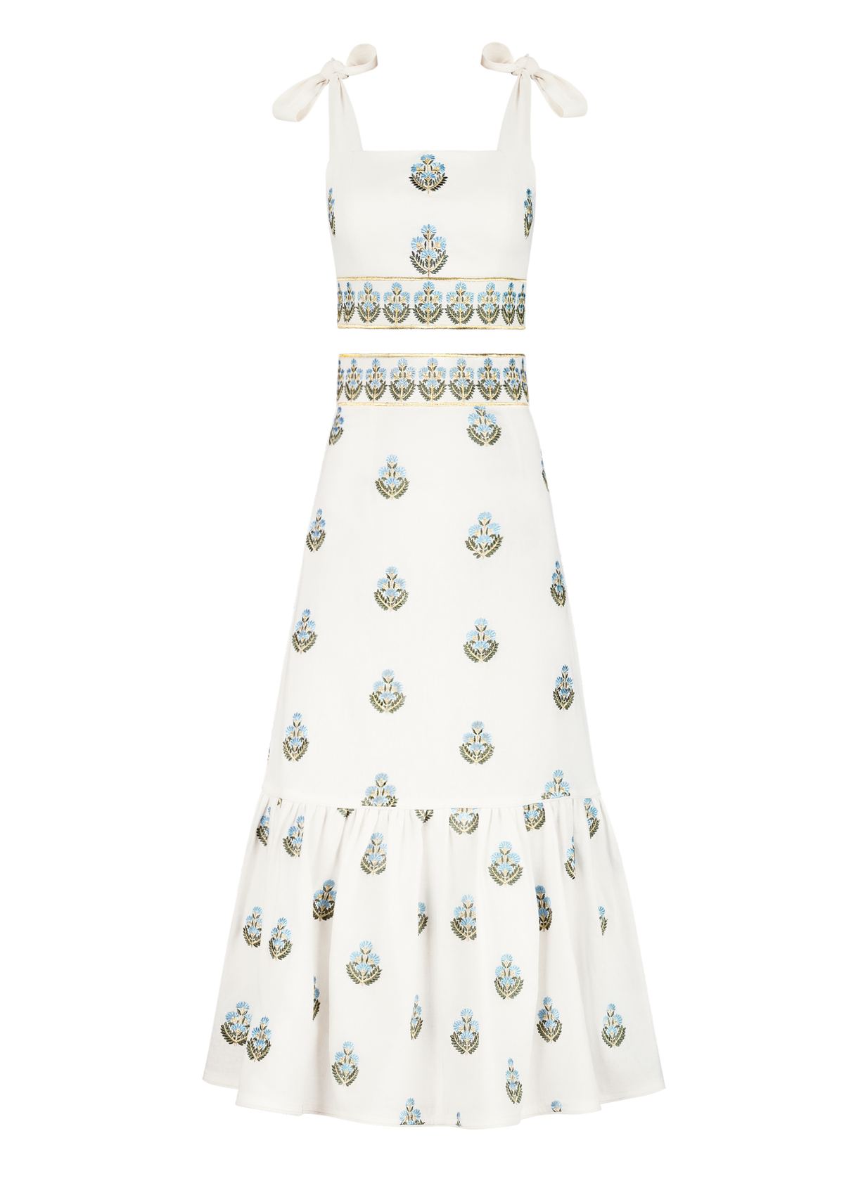 OTM Exclusive: Begum Set in Off-White & Blue