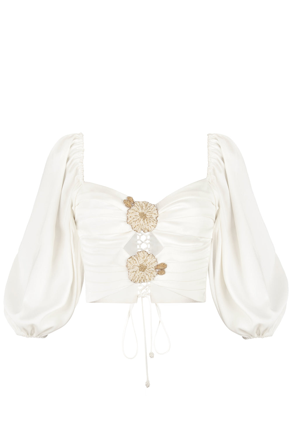 Silk Rosa Cut Out Top - Ivory Tops - Bustier & Embroidered Rosewater House 