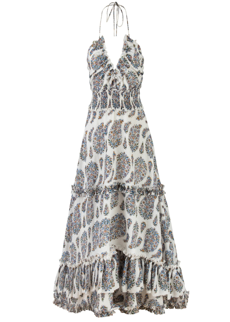 Ghalamkar Halter Dress - Paisley Bottoms - Skirts Rosewater House