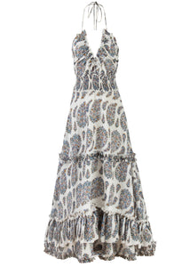 Ghalamkar Halter Dress - Paisley Bottoms - Skirts Rosewater House