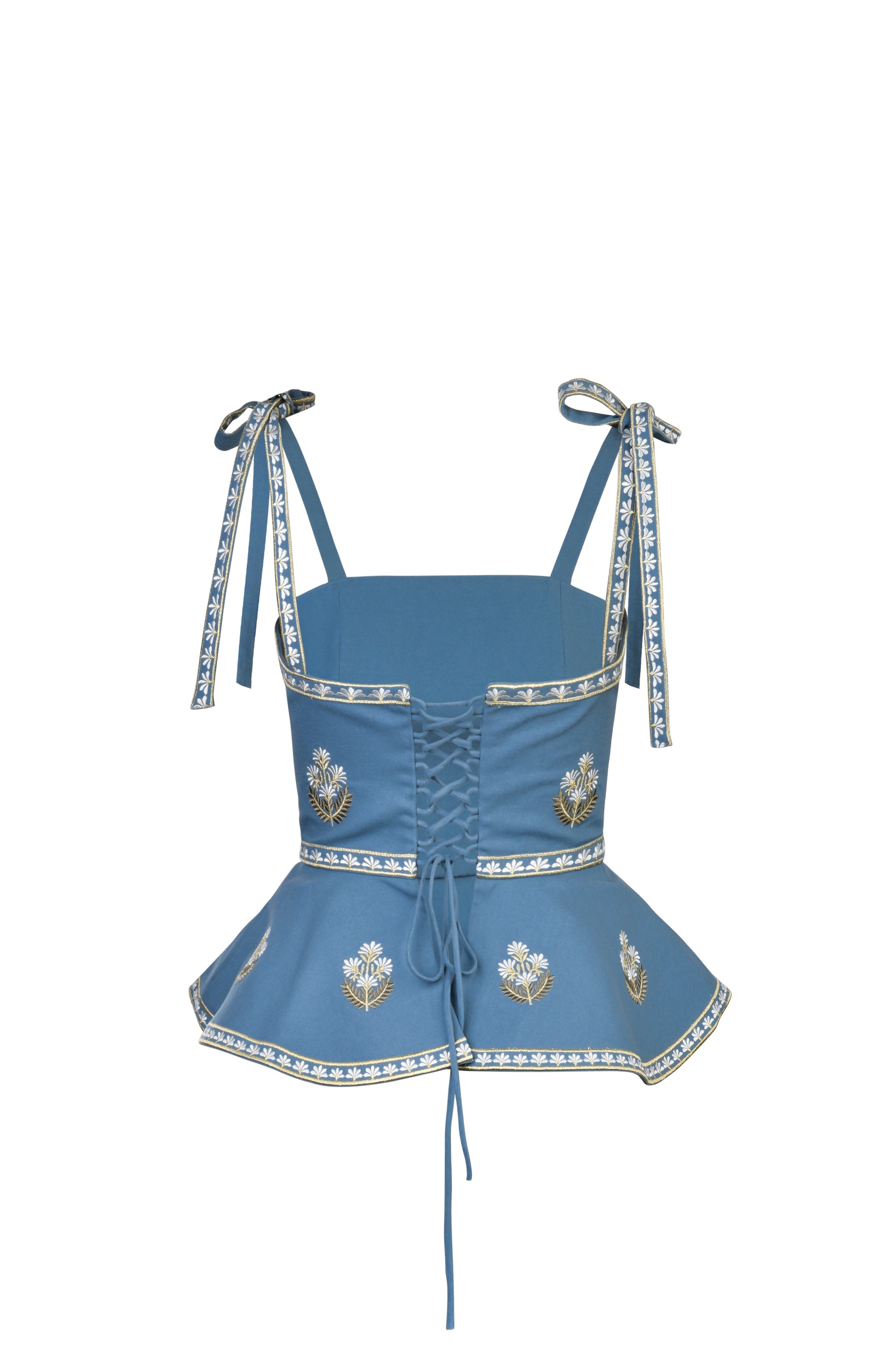 Mina Top - Pastel Blue & Ivory Rosewater House 