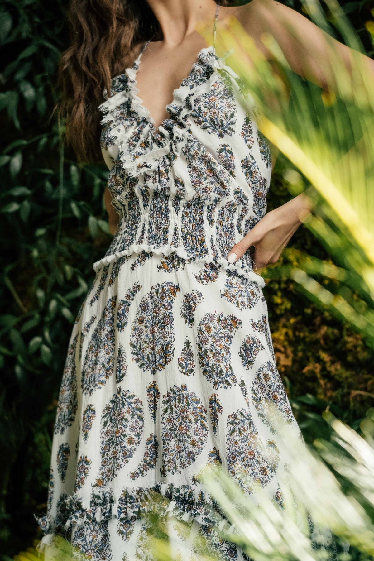 Bahar Ruffle Dress - Paisley Ghalamkar Dresses - Formal Rosewater House