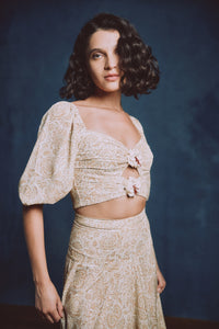 Rosa Top - Printed Chiffon Creme Rosewater House 