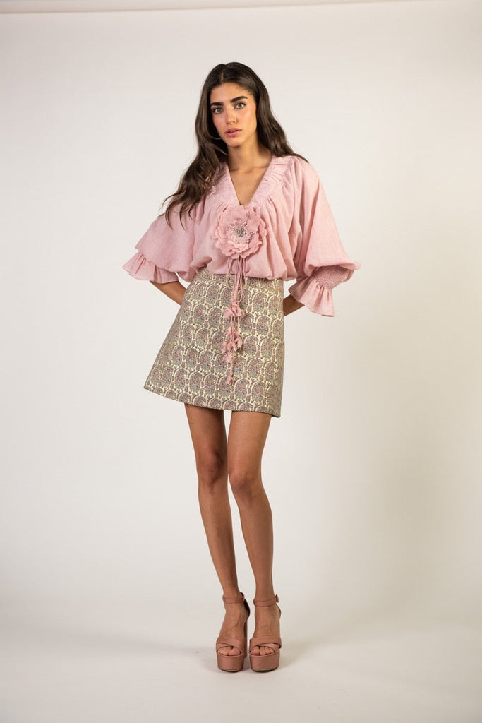 Gol Blouse - Pink Tops - Blouse Rosewater House 