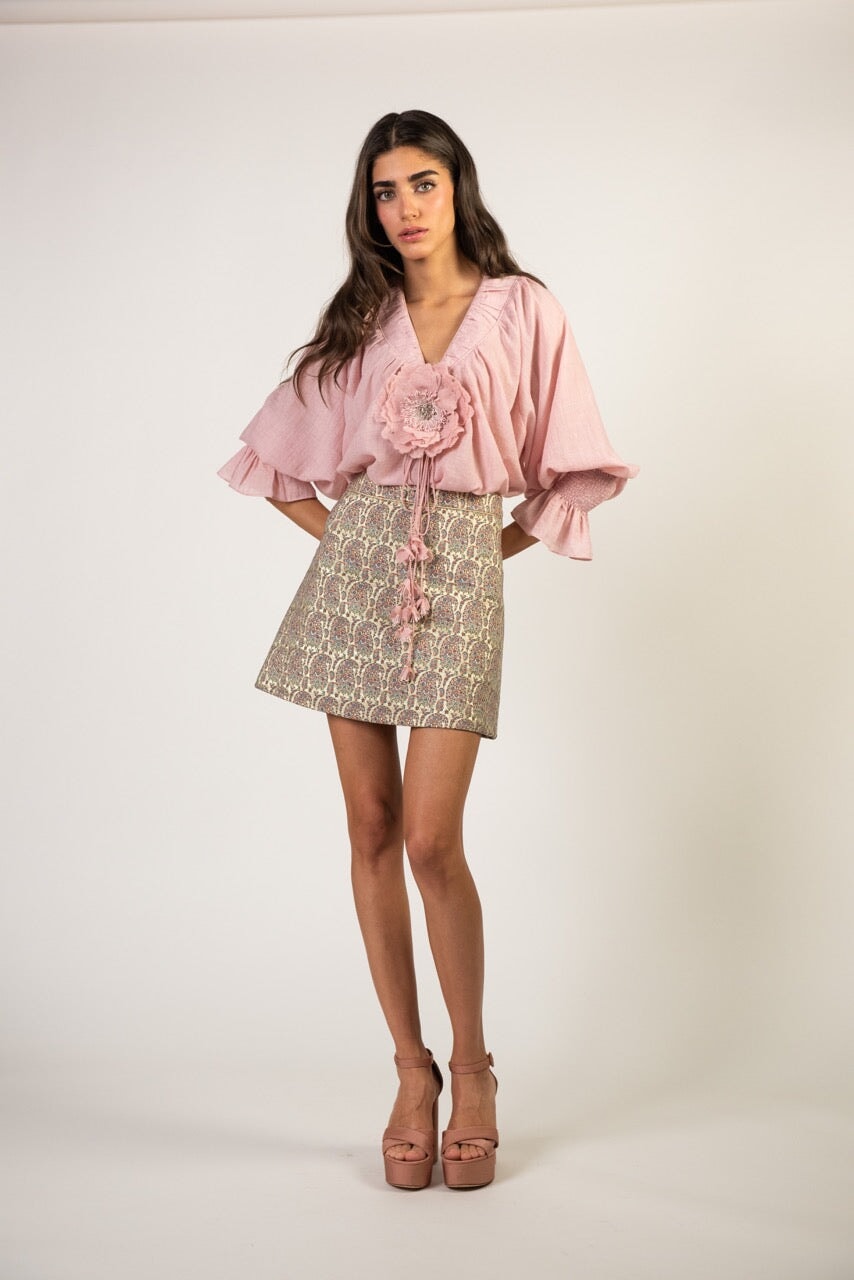 Gol Blouse - Pink Tops - Blouse Rosewater House 