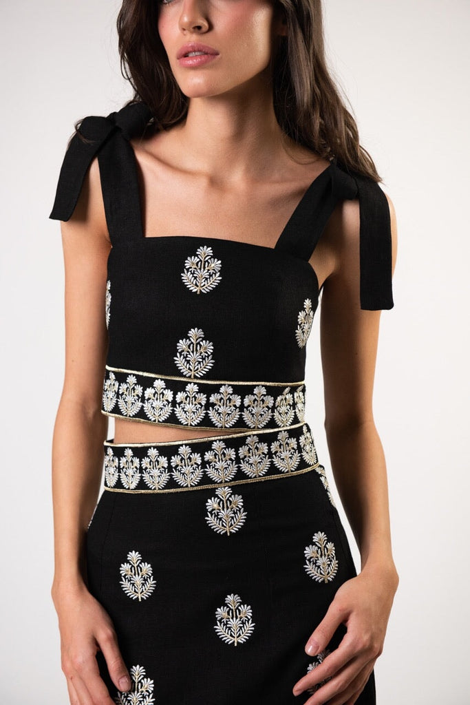 Begum Top - Black, White & Gold Rosewater House 