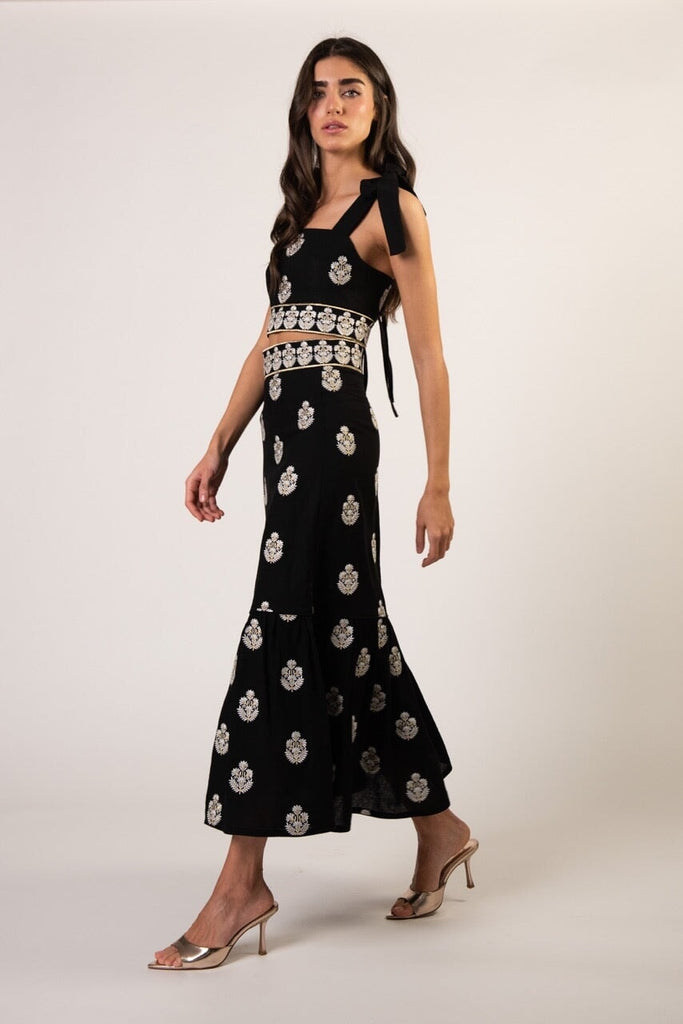 Begum Skirt- Black, White & Gold Rosewater House 
