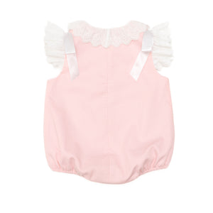Henry Duvall baby girls Rosie Bubble in soft pink piqué, a timeless heirloom-inspired bubble designed for spring and Easter.