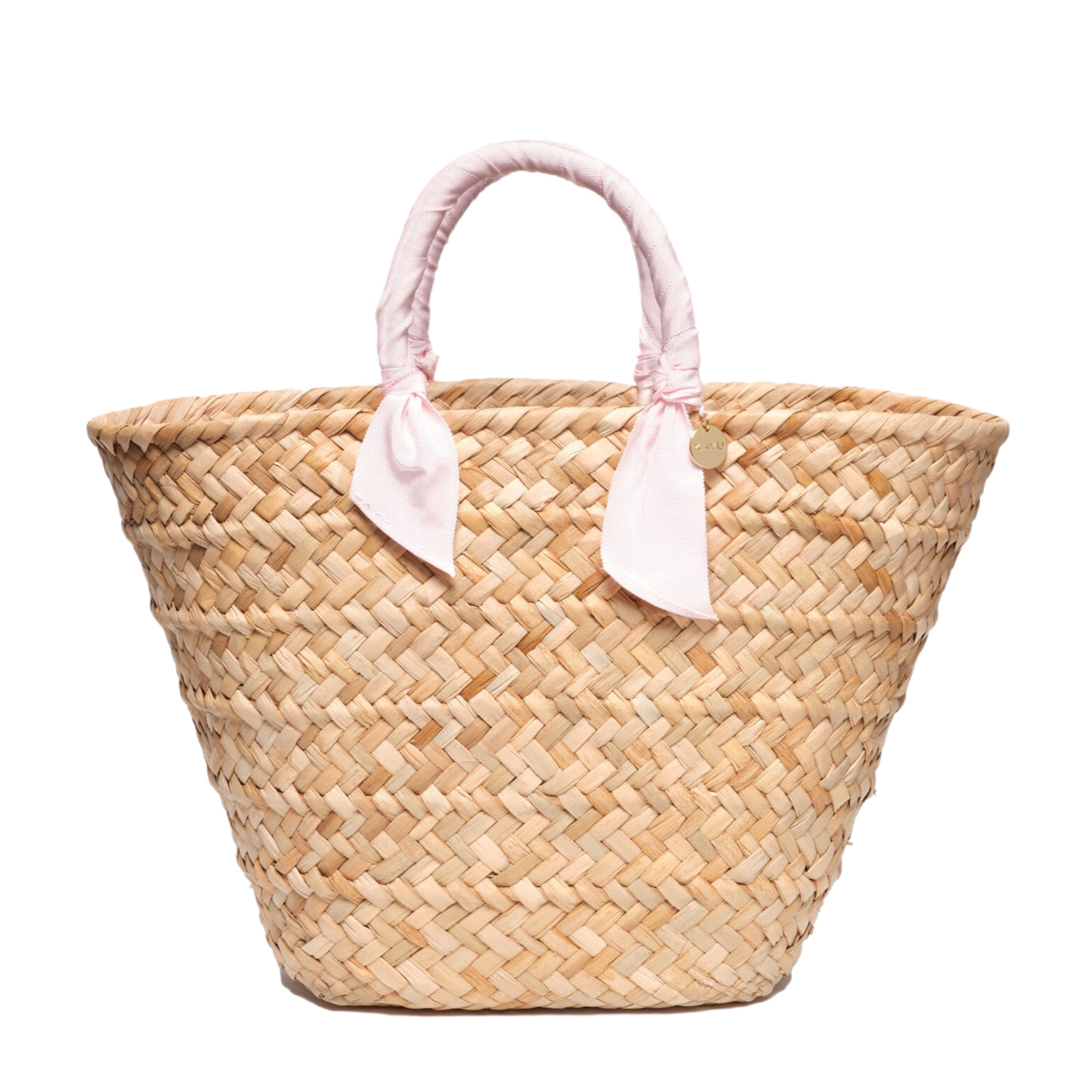 Rosie Woven Straw Ribbon-Handle Tote