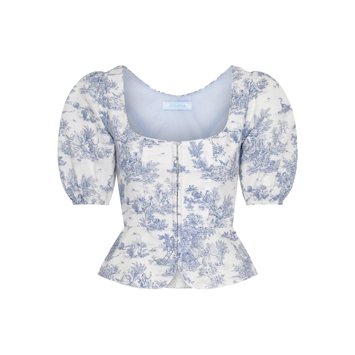 Roya Bodice in Blue Toile de Jouy