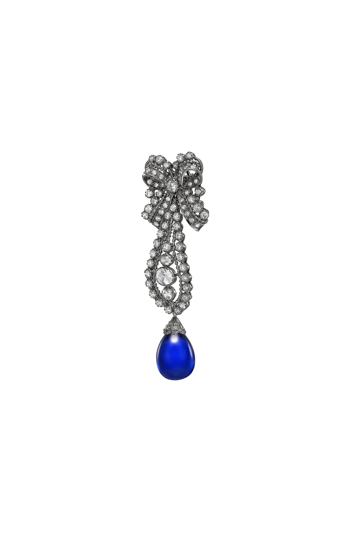 Royal Blue Dentelle Bow Earrings