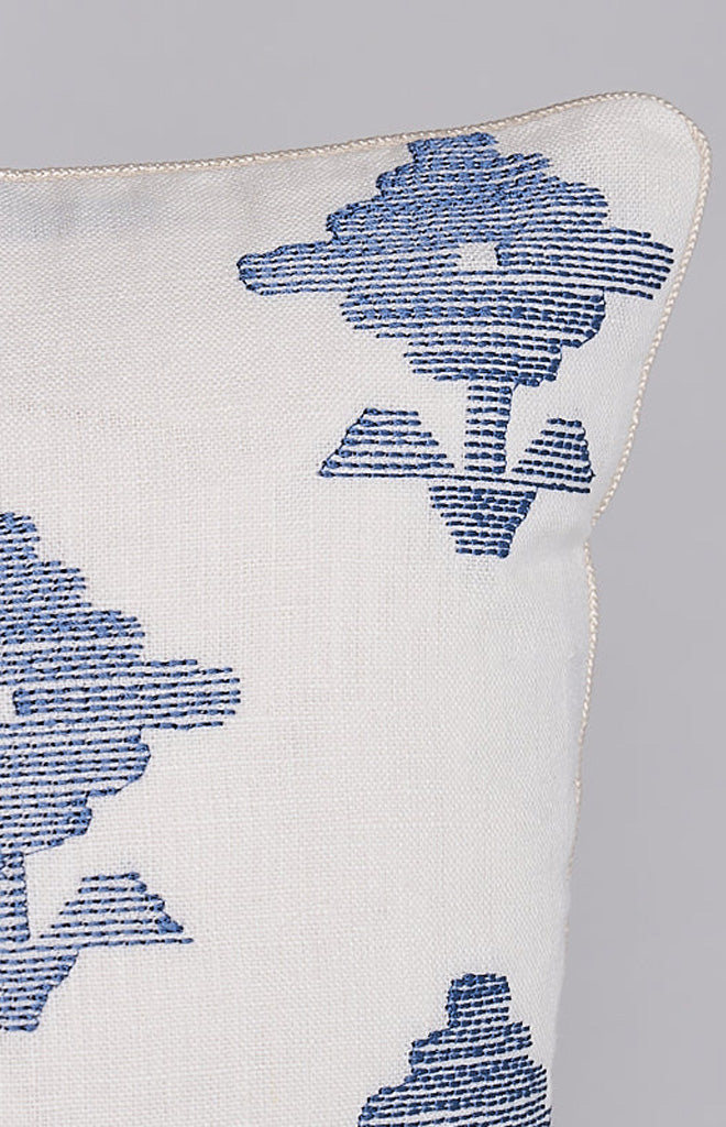 Rubia Embroidery 18" Pillow in Blue