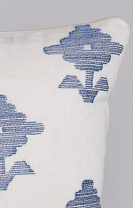 Rubia Embroidery 18" Pillow in Blue