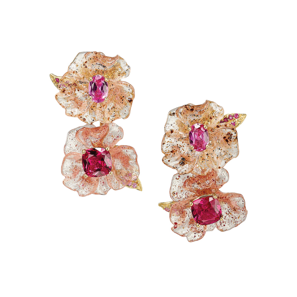 Ruby Petunia Drop Earrings