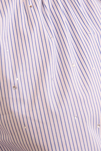 Close up of the Rue Blouse in Starlight Embellished Stripe.