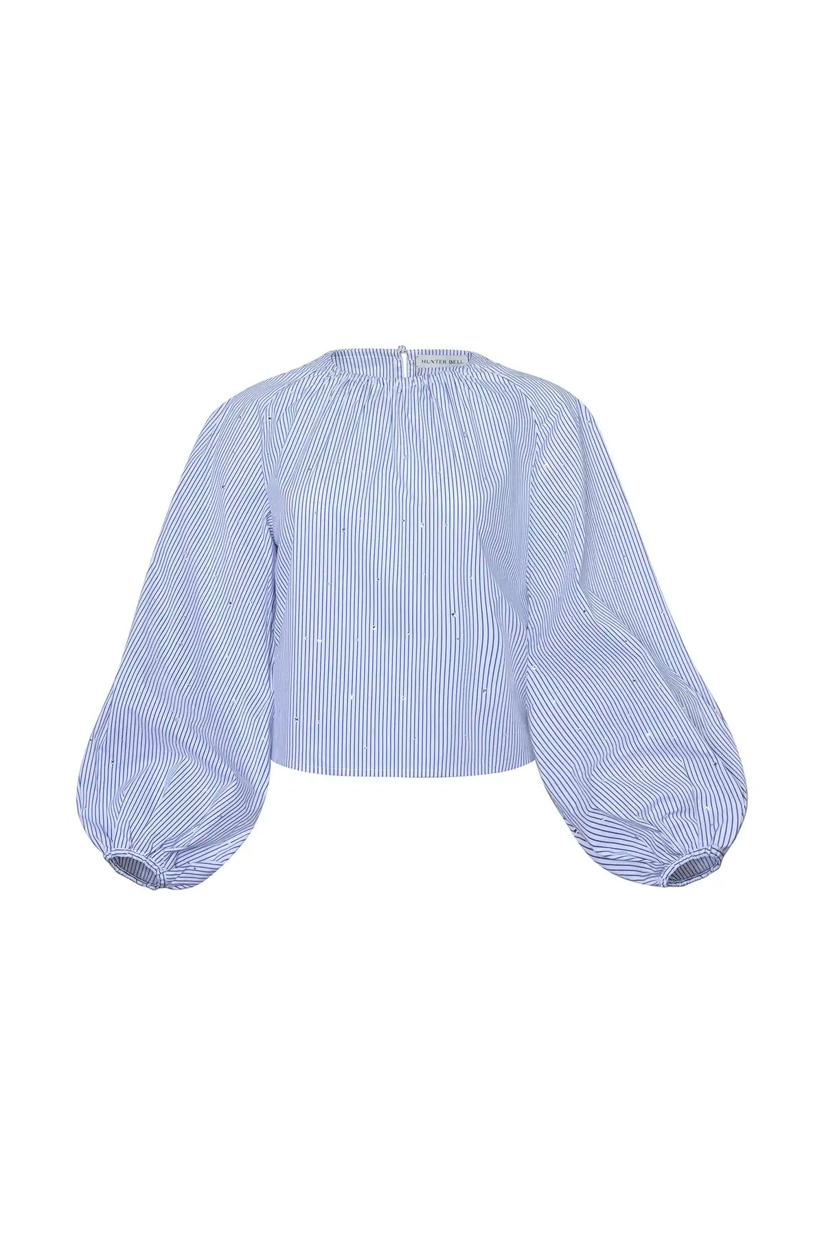 The Rue Blouse in Starlight Embellished Stripe.