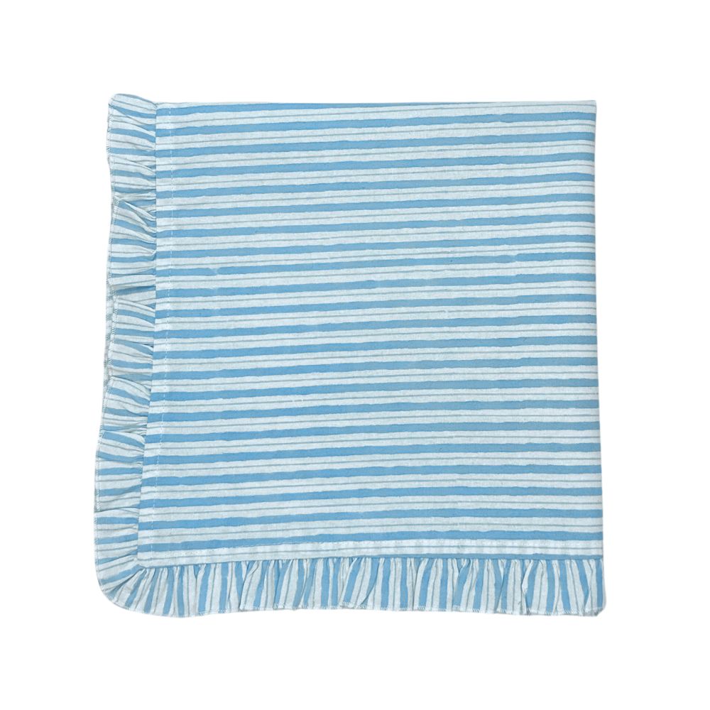 Ruffle Napkin in Blue Stripes, Set of 4