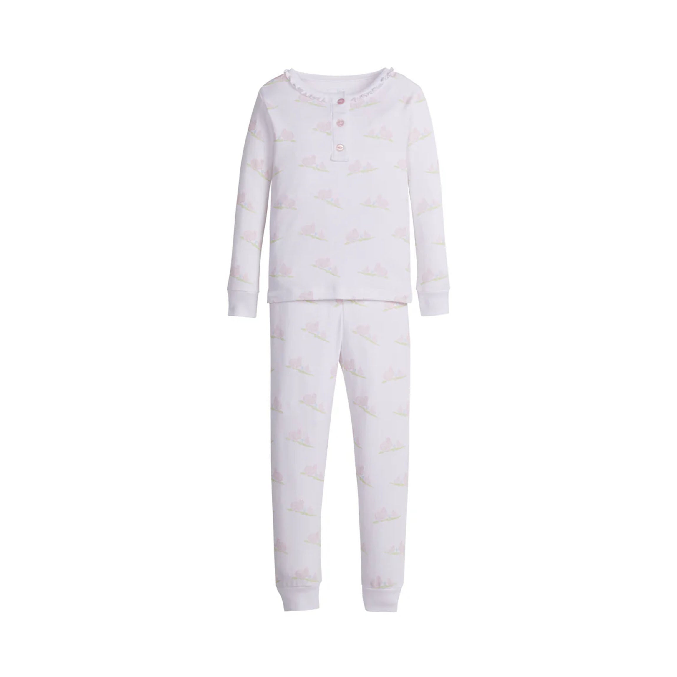 Ruffled Printed Jammies Pink Bunnies