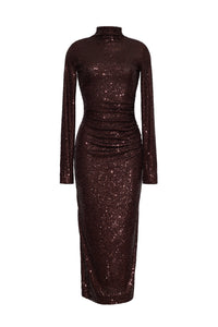 Ryan Dress in Brown Sequins
