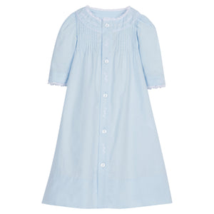 Little english classic ryeland day gown in light blue with button closure down front for baby 
