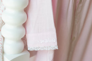 Little english classic ryeland day gown in light pink with button closure down front for baby 