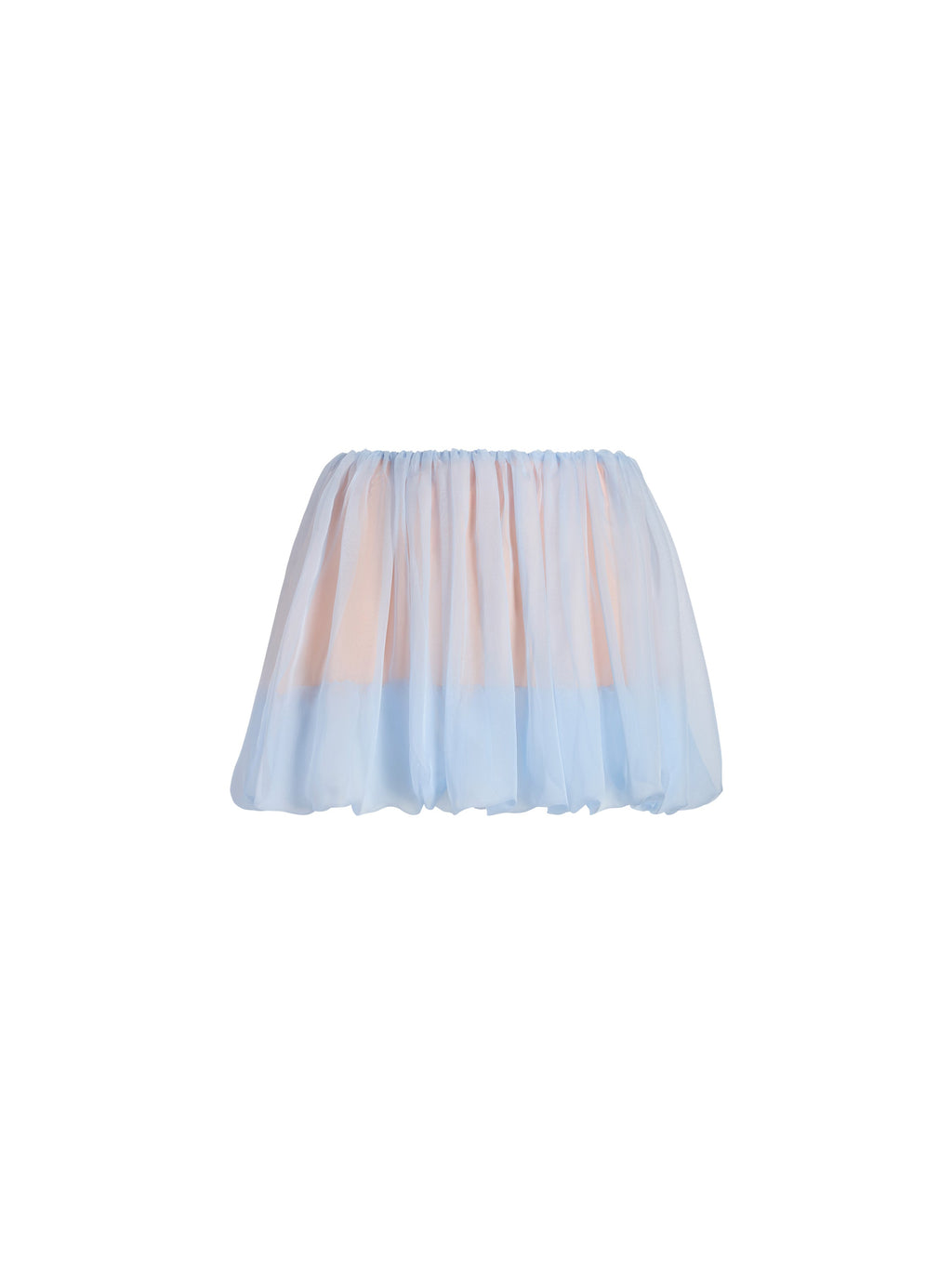 Silk Layered Mini Cocoon Skirt in Cornflower