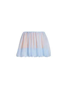 Silk Layered Mini Cocoon Skirt in Cornflower