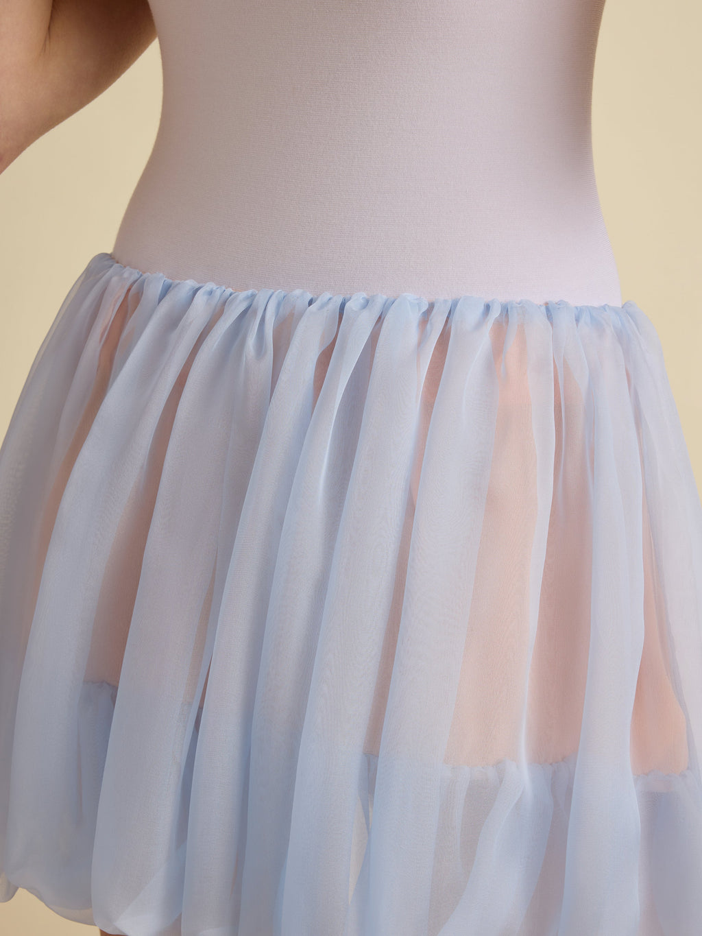 Silk Layered Mini Cocoon Skirt in Cornflower
