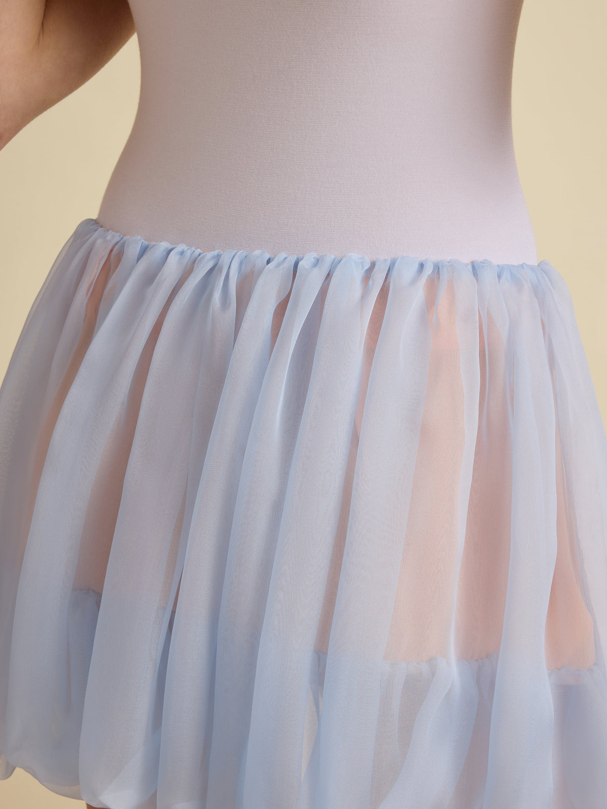 Silk Layered Mini Cocoon Skirt in Cornflower