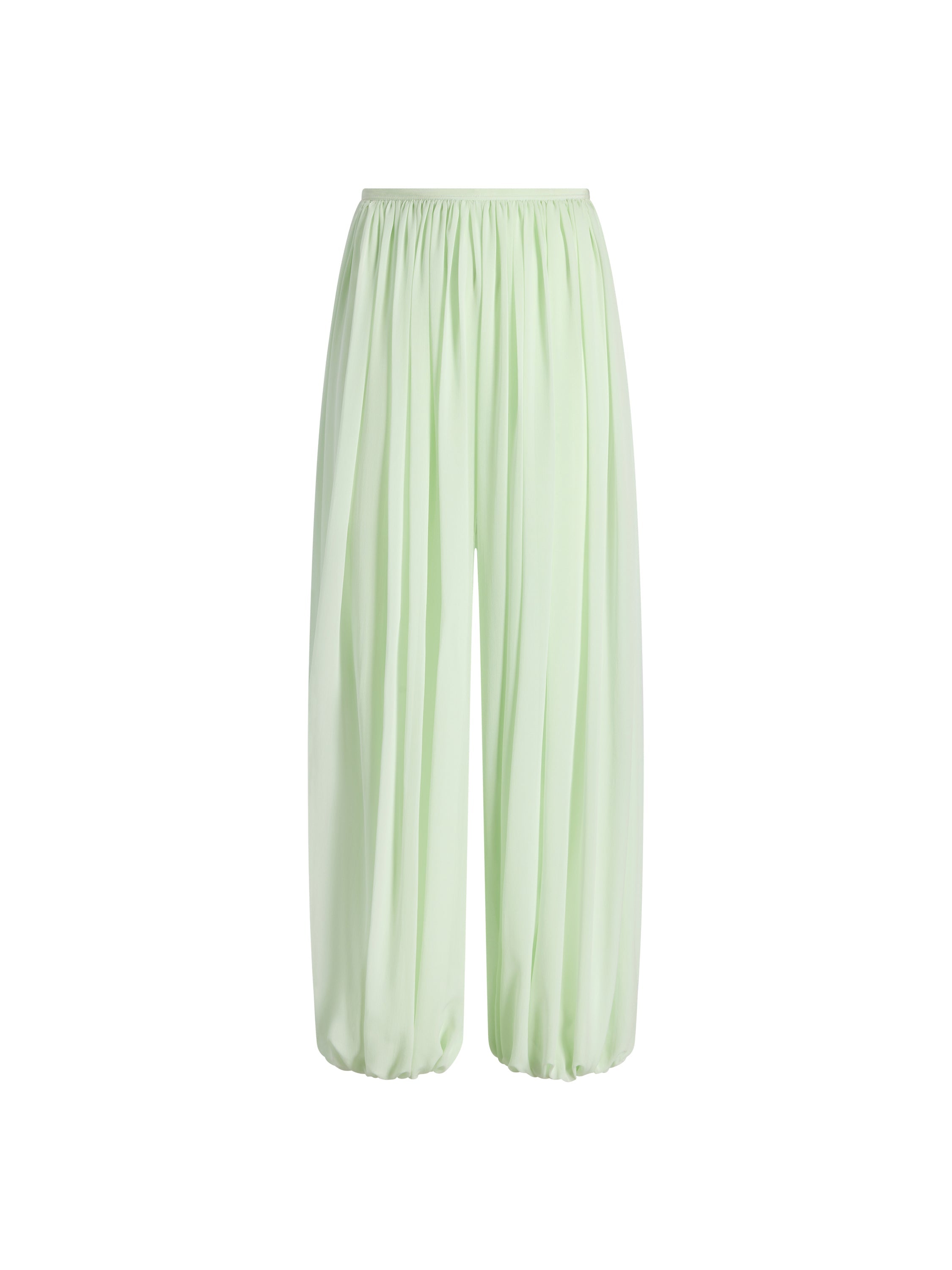 Silk Gathered Cocoon Pant in Hemlock