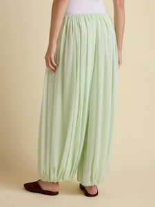 Silk Gathered Cocoon Pant in Hemlock
