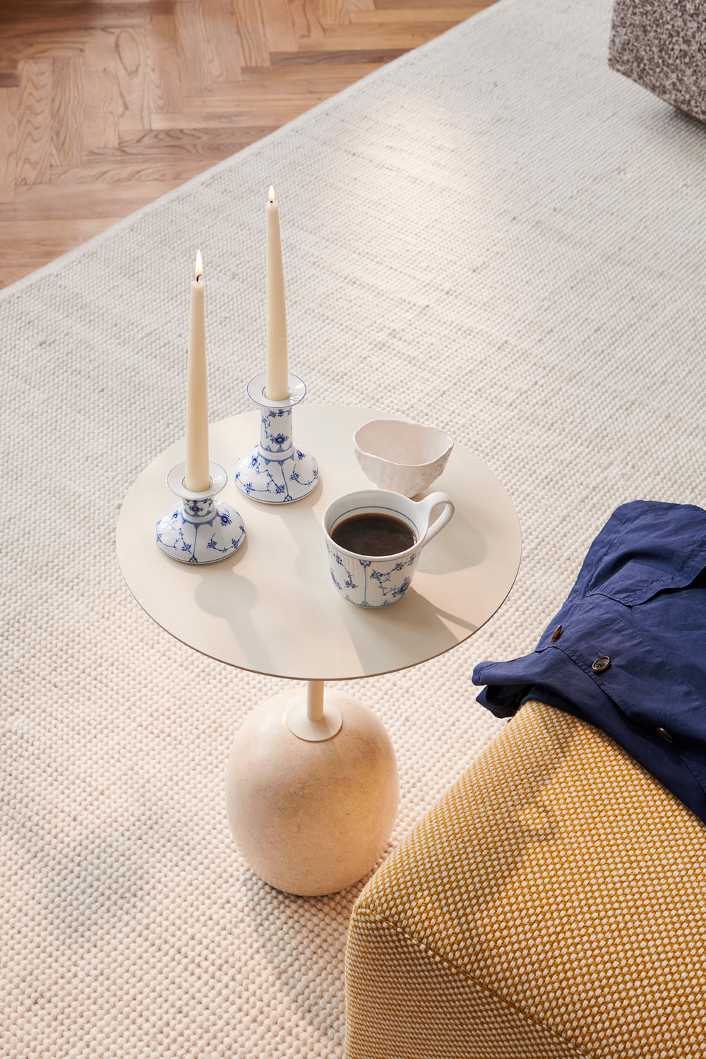 Blue Fluted Plain Candle Holder
