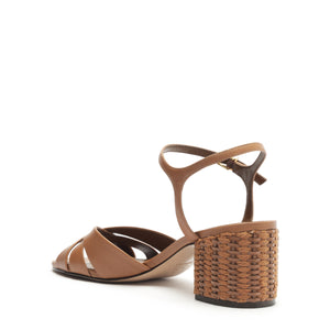 Keefa Mid Block Atanado Leather Sandal in Brown