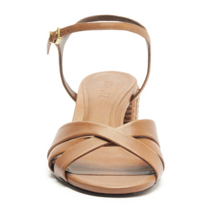 Keefa Mid Block Atanado Leather Sandal in Brown