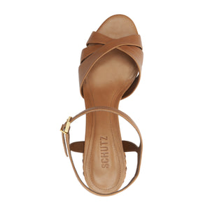 Keefa Mid Block Atanado Leather Sandal in Brown