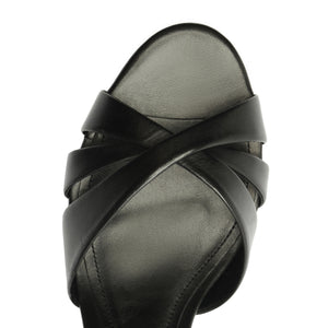 Keefa Mid Block Atanado Leather Sandal in Black