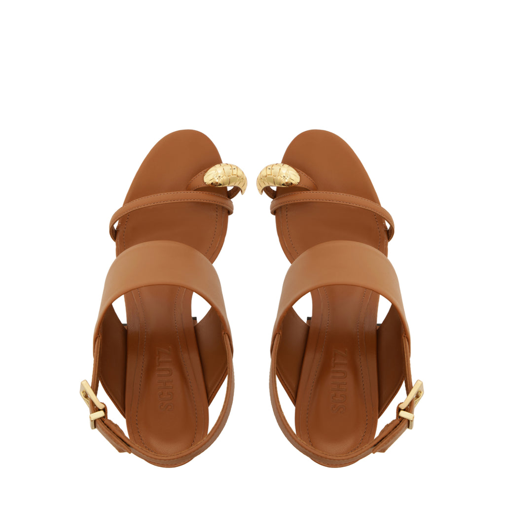 Mandy Leather Sandal in Miele