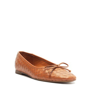 Arissa Woven Atanado Leather Flat in Brown