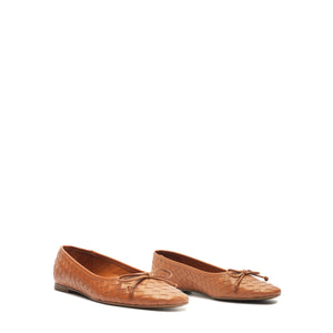 Arissa Woven Atanado Leather Flat in Brown