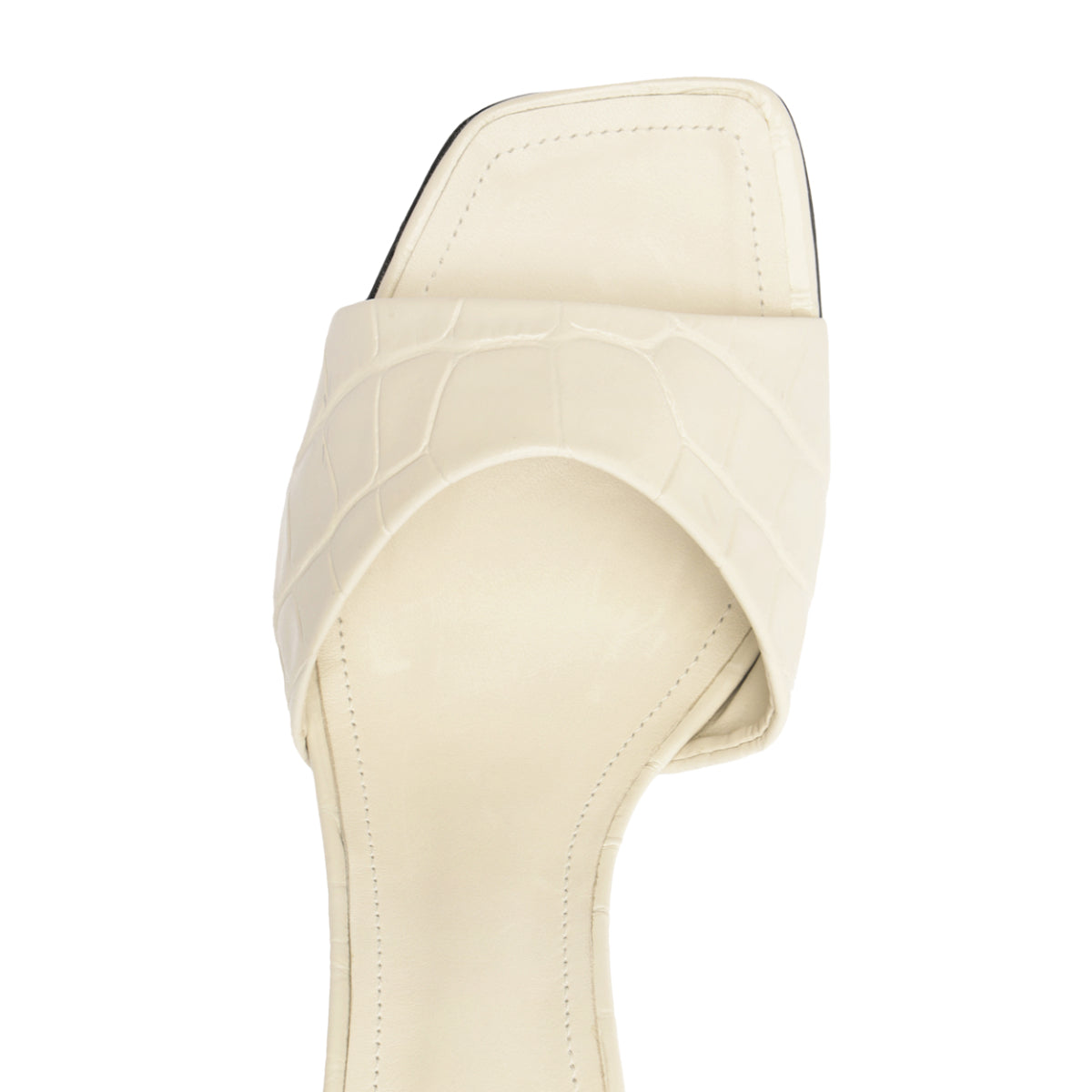 Posseni Croco Embossed Leather Sandal in White