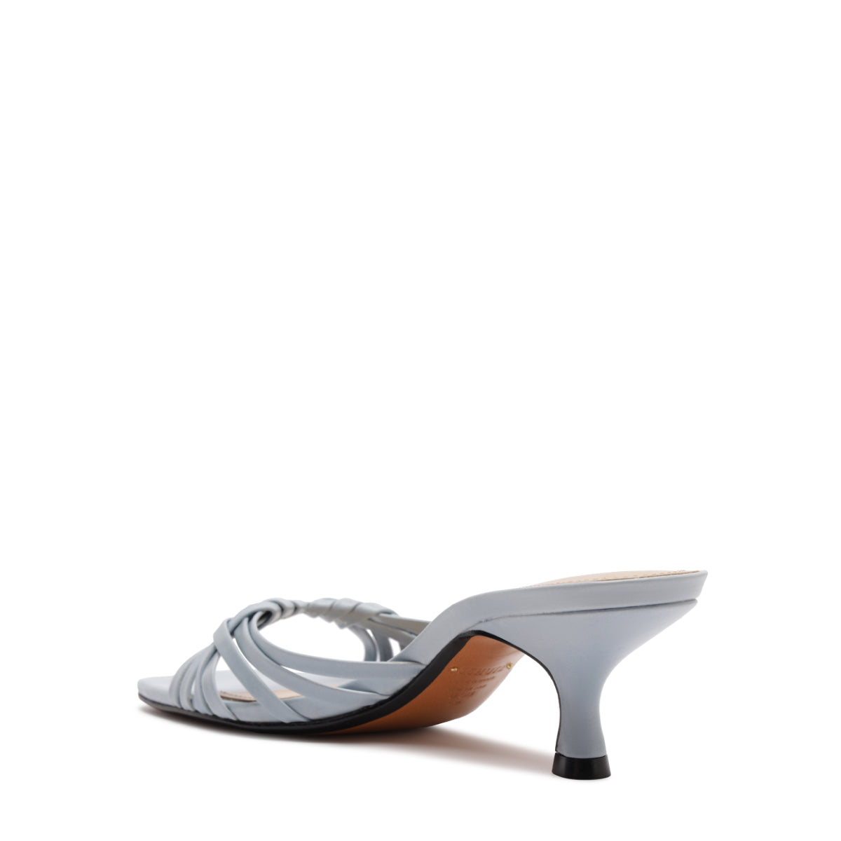 Tara Mule Mid Leather Sandal in Light Azure