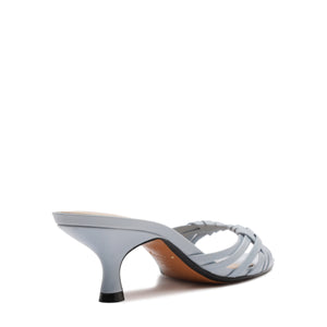Tara Mule Mid Leather Sandal in Light Azure