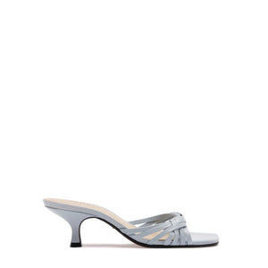 Tara Mule Mid Leather Sandal in Light Azure
