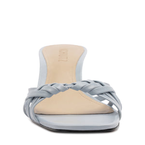 Tara Mule Mid Leather Sandal in Light Azure