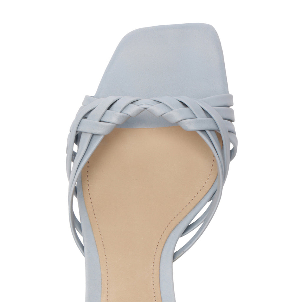 Tara Mule Mid Leather Sandal in Light Azure