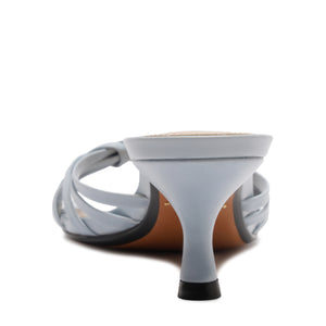 Tara Mule Mid Leather Sandal in Light Azure