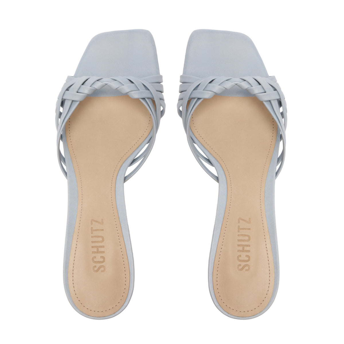 Tara Mule Mid Leather Sandal in Light Azure